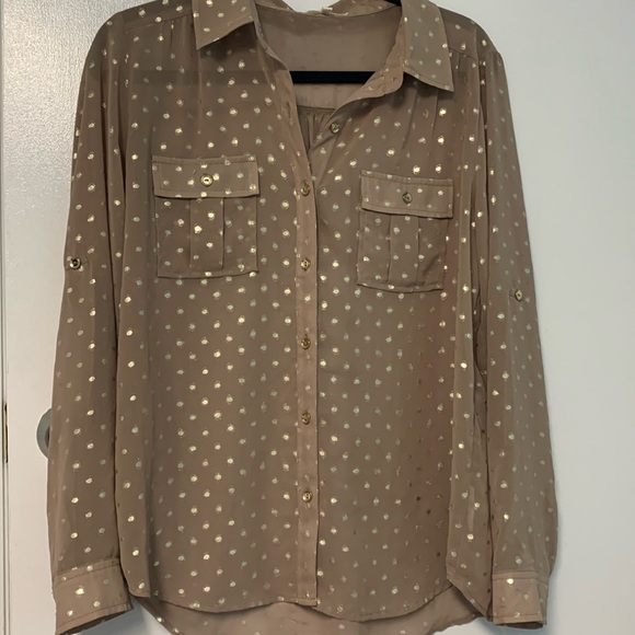 Faith and Joy sparkle top size M with gold polka dots and buttons EUC - Picture 1 of 3